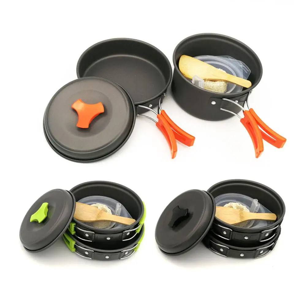 

8 Pcs Durable Anodized Aluminum Camping Cookware Set Outdoor Cooking Set Skillet Outdoor BBQ Kit Hiking Gear
