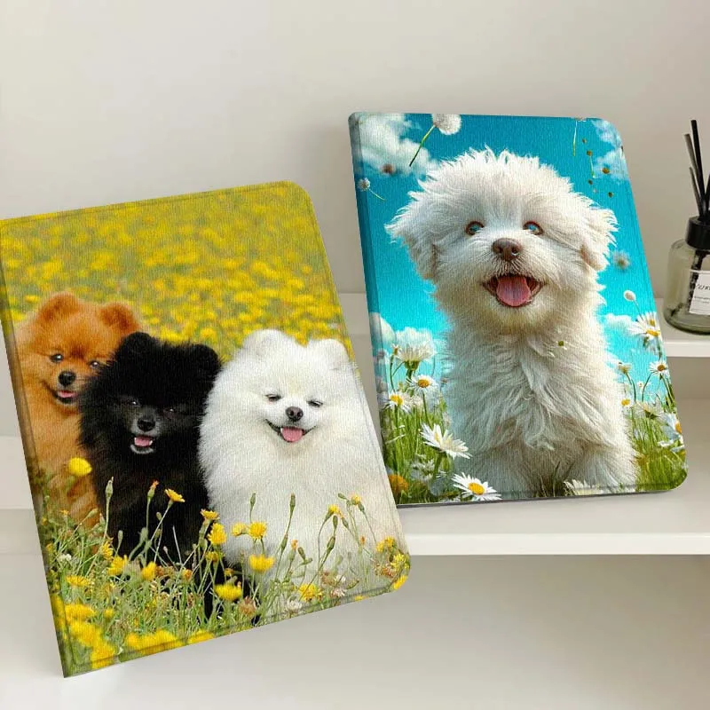 

Dog Flower Cartoon Cute Art Gift For Apple iPad Pro Air 13 2 7th 6th 2025 M2 M3 M4 M512.9 13 inch Foldable Tablet Case