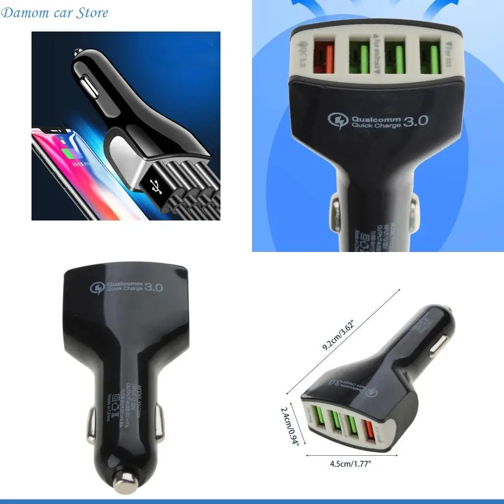 

A2UC 12W QC3.0 4 USB LED Light для четырех выводов с зарядным устройством для автоматического телефона стабильный ток