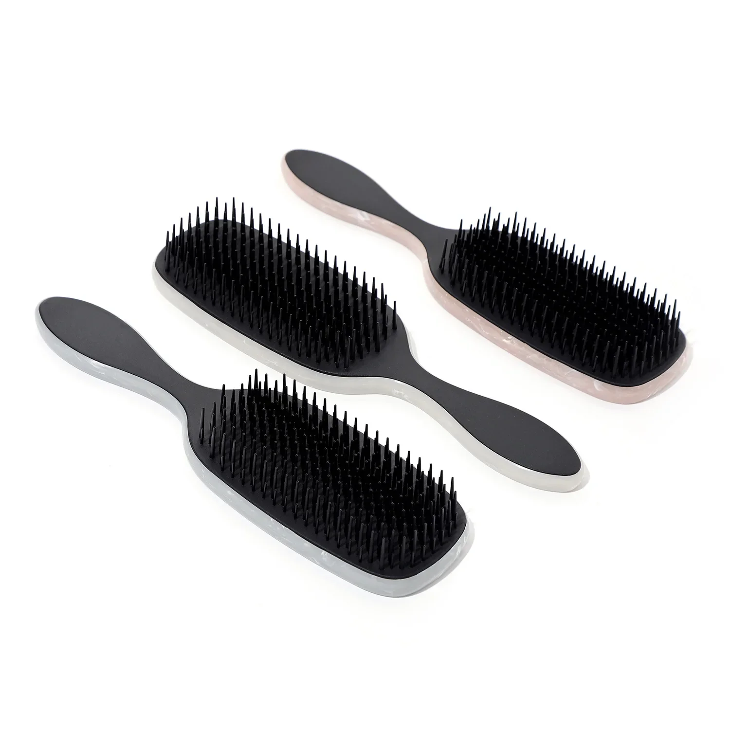 Peigne à dents souples marbrées, brosse à cheveux antistatique, poignée enchevêtrée, poignées de pêche, douche, massage, salon, outils de coiffure, 1 pièce