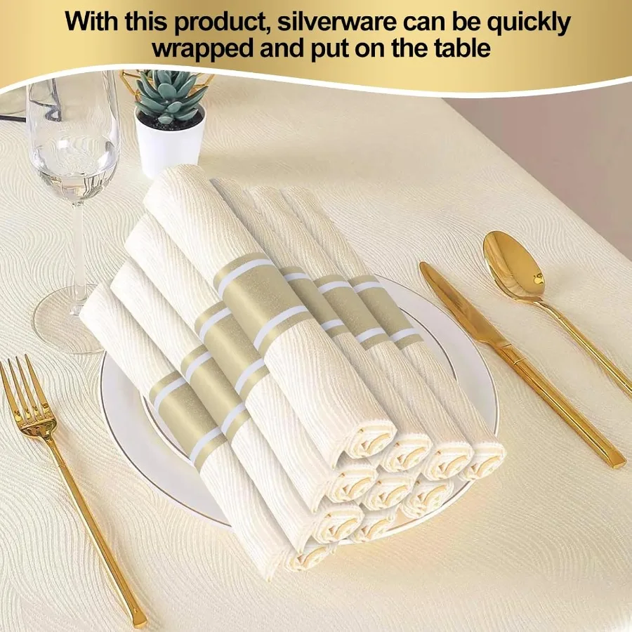 Germiwipe القياسية منديل ورقي Band منديل الدائري الذاتي لاصق 200 قطعة ماتي الذهب والفضيات يلتف العصابات الجدول إعداد الزفاف Ev