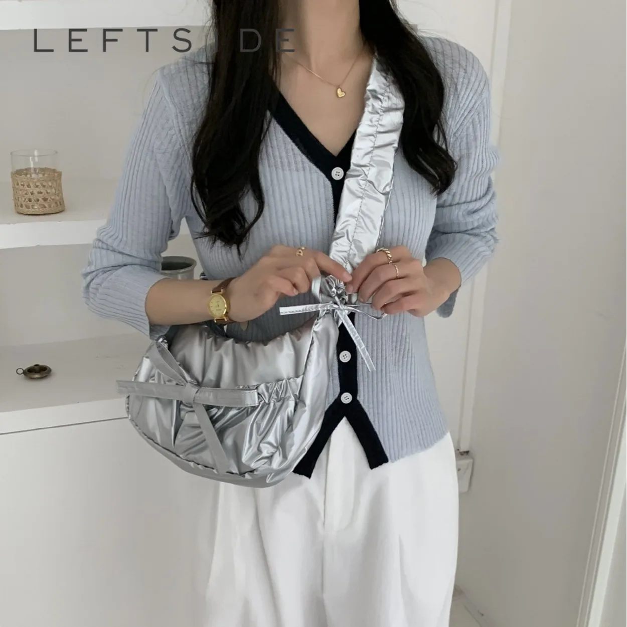 

Small Bow Design Nylon Shoulder Bags for Women 2024 Korean Fashion New Trend Crossbody Bag Lady Travel Handbags and Purses