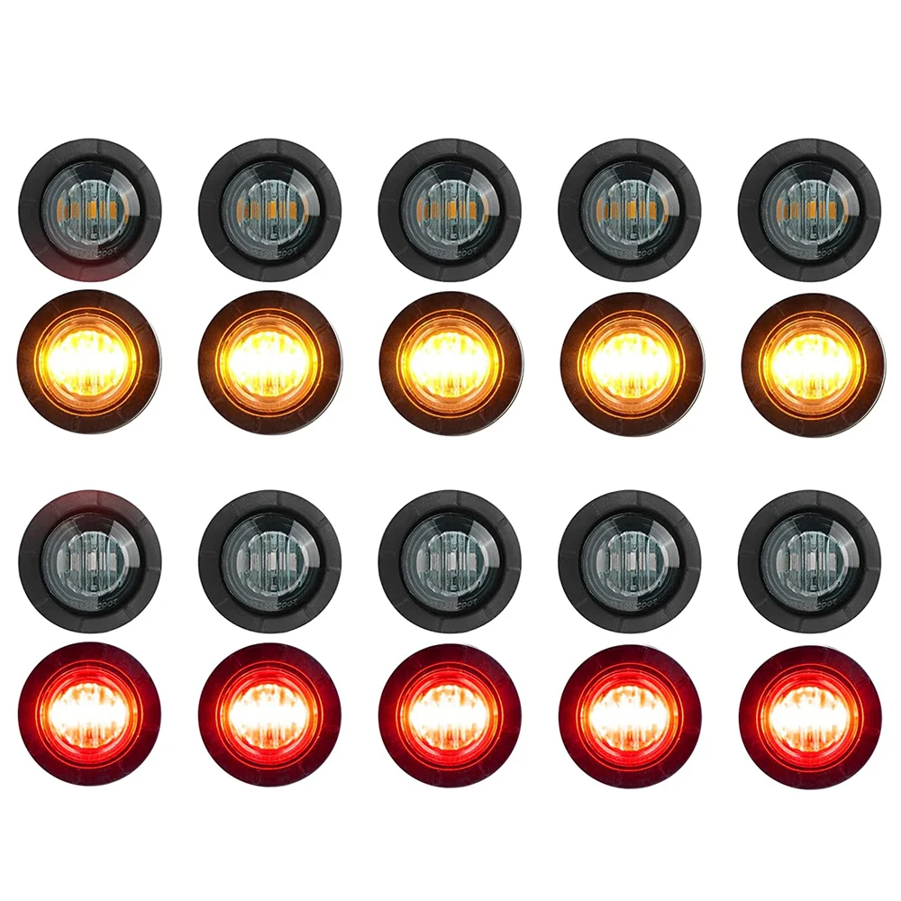 

12V-24 V DC Rubber and PC 220 mm / 8.66 inch LED Round Side Marker Grille Light for Most Vehicle