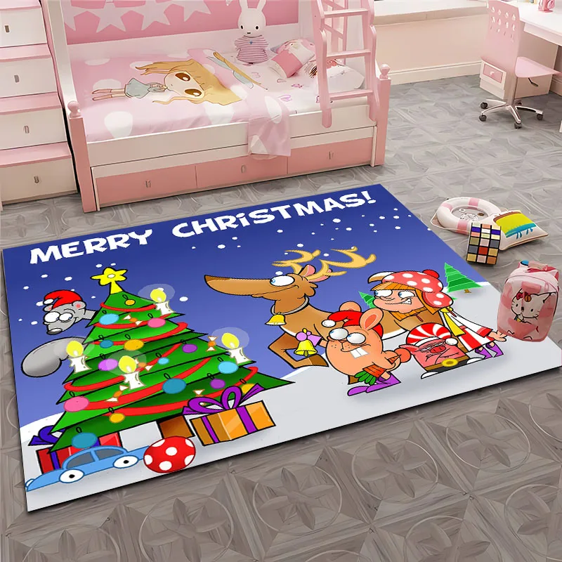 HD Cartoon Christmas Large Carpet for Home Living Room Kids Bedroom Sofa Doormat Kitchen Floor Rug Anti-slip Decor New Year Gift