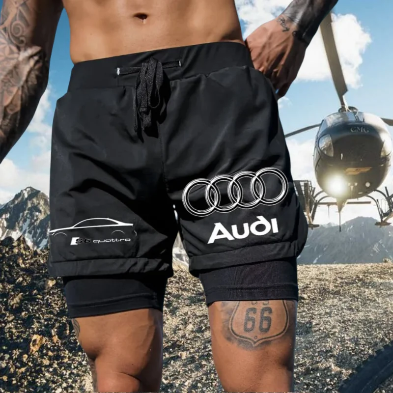 

Ауди Новые бестселлеры мужские быстросохнущие искусственные шорты из двух частей Высококачественные спортивные шорты для фитнеса Удобные повседневные шорты Moto