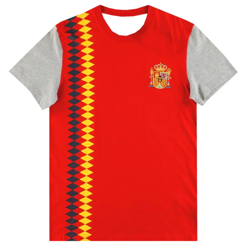 Camiseta informal de manga corta transpirable de secado rápido para hombre, camiseta deportiva con cuello redondo y estampado de la selección nacional de España para aficionados