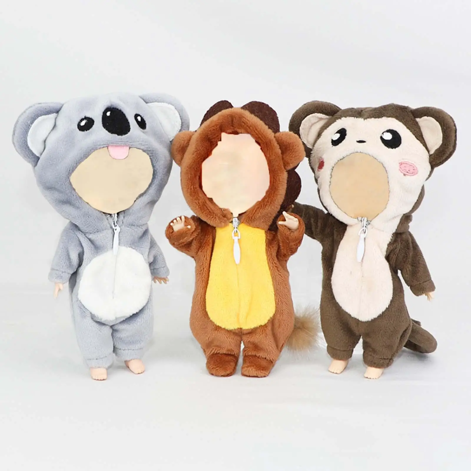 Doll Clothing 1/12 Doll Animal Furnishing Doll with Zipper Clothes Plush Doll Accessories for Gsc House