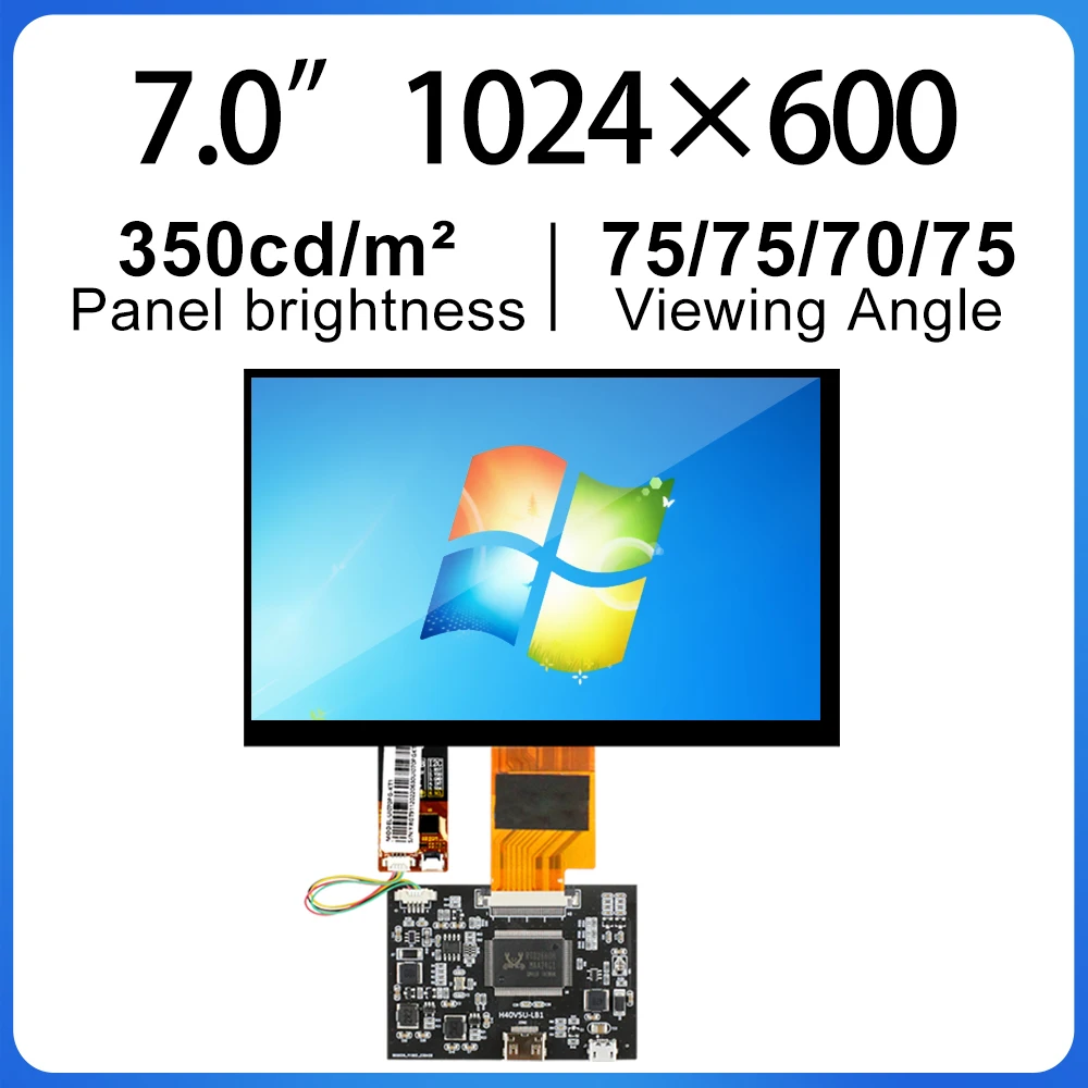 7.0 Inch  LCD HD Display Screen 1024(RGB)×600 capacitive touchscree with HDMI board ZJ070NA-01B For PMP LCM Module