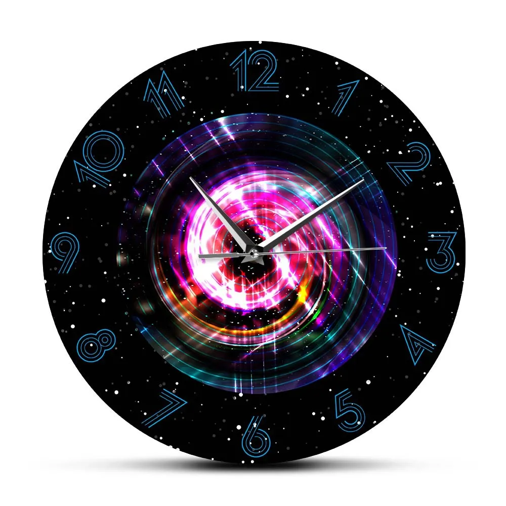 Galaxy Nebula Vortex Wall Clock - Cosmic Silent Quartz Watch for Living Room Bedroom Futuristic Astronomy Decor