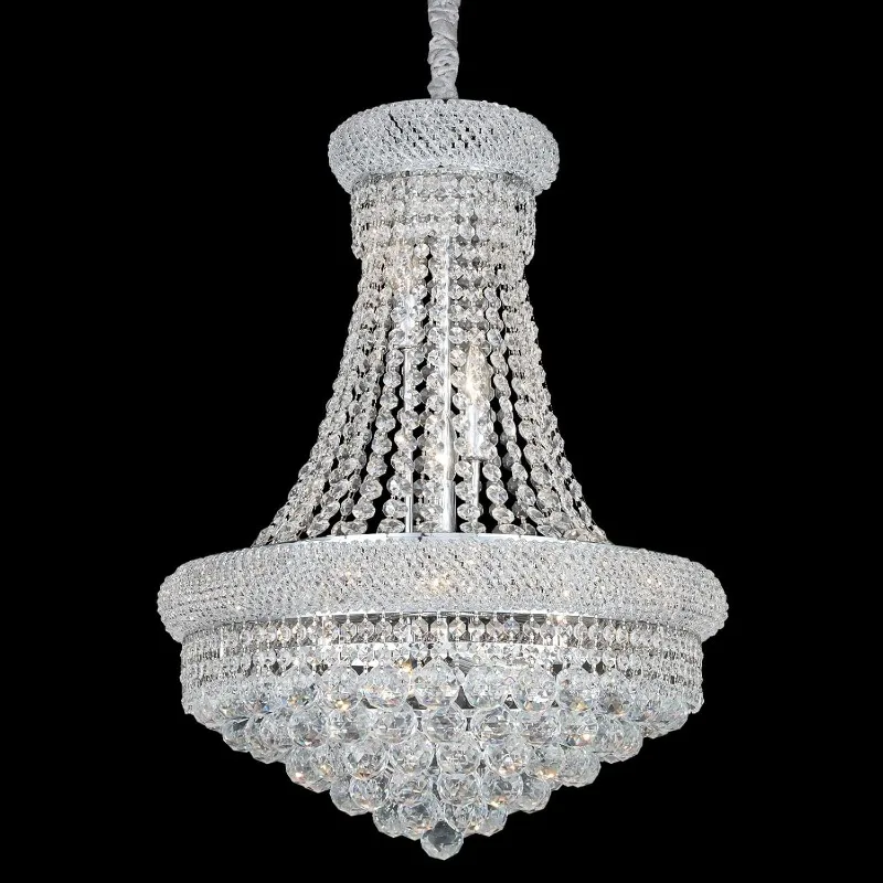 Crystal Chandeliers Light Fixture,Empire Style K9 Crystal Chandeliers for Entryway,12 Lights Chrome Luxury Chandeliers