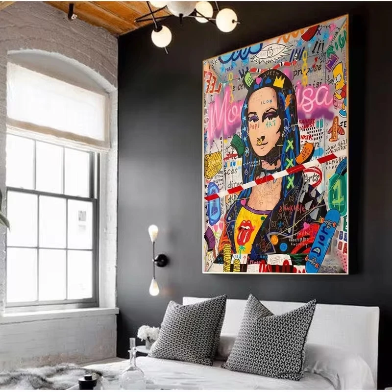 Abstract Graffiti Street Art Funny Famous Canvas Painting Posters and Print Wall Art Pictures For Living Room Home Decor Cuadros