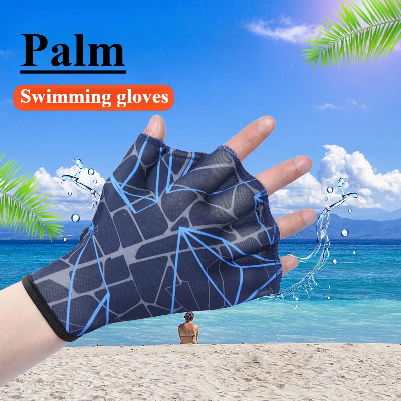 Aletas de mano para natación Unisex, guantes palmeados con dedos, piscina, deporte, entrenamiento profesional, manoplas de natación transpirables con dedos