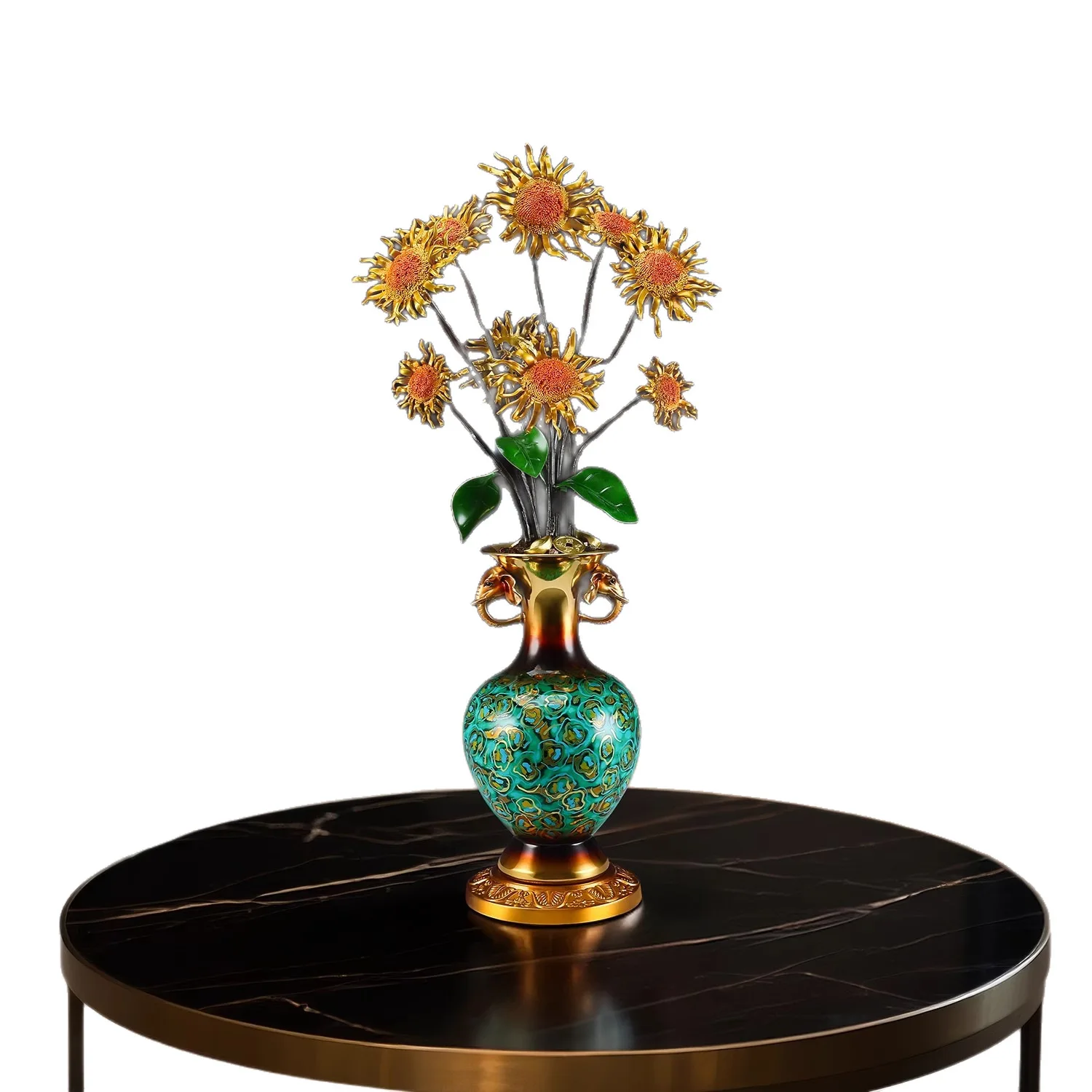 Sunflower vase ornament, Chinese-style home entrance office desktop decoration housewarming opening gift