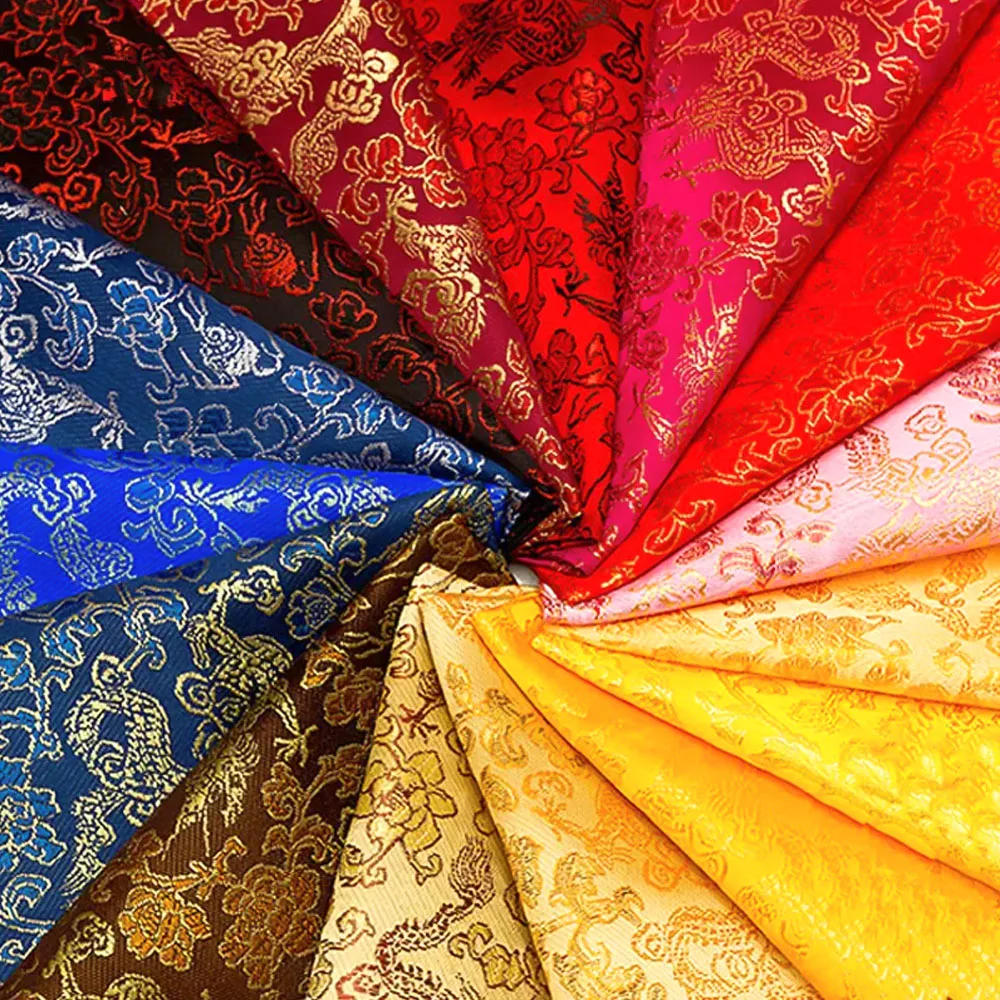New Chinese Style Brocade Jacquard Satin 50x75cm Dragon Embroidery Ready Fabric for Cheongsam Dress Home Decor Festival Supplies