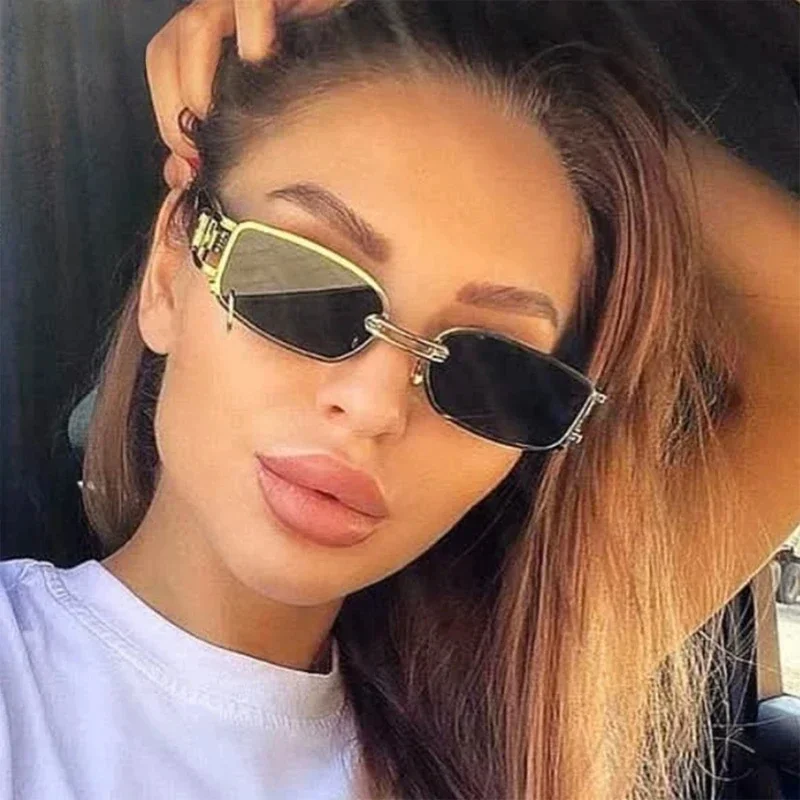 

Fashion Retro Square Sunglasses Woman Brand Vintage Travel Small Rectangle Sun Glasses For Female Metal Punk Style Oculos De Sol