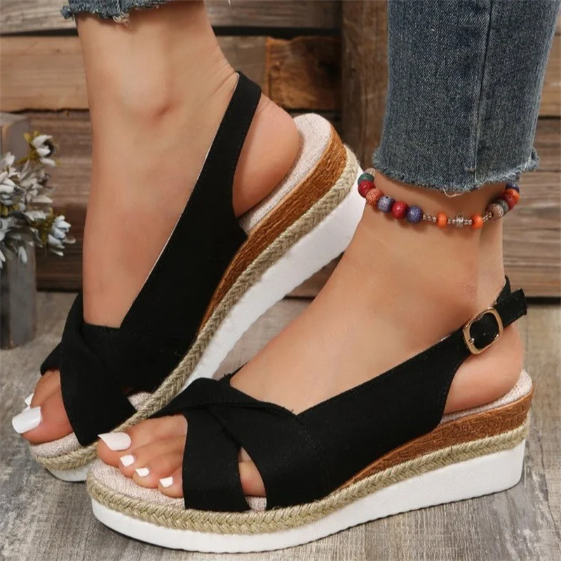 

Fashion Peep Toe Wedge Sandals for Women 2023 Summer Lightweight Platform Gladiator Shoes Woman Plus Size Non Slip Beach Sandals