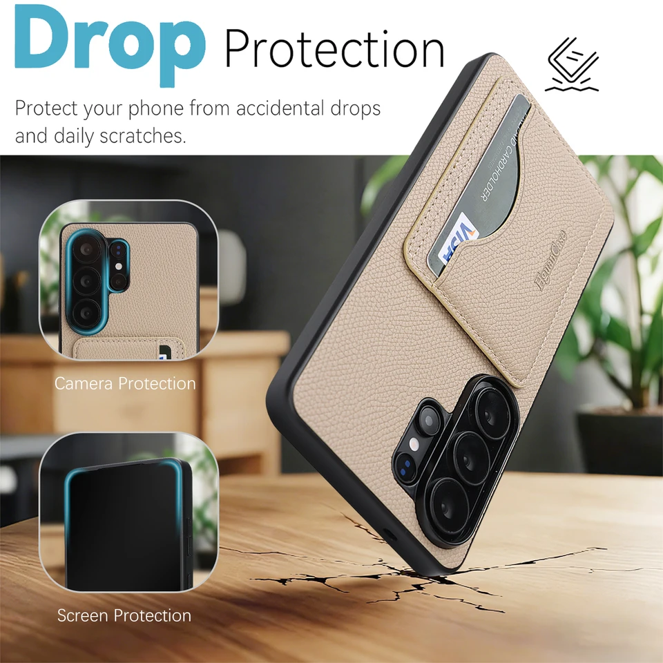Funda de cuero PU para Samsung S26 Plus S25 S24 S23 S22 Ultra con ranura para tarjetas, protector duradero 4