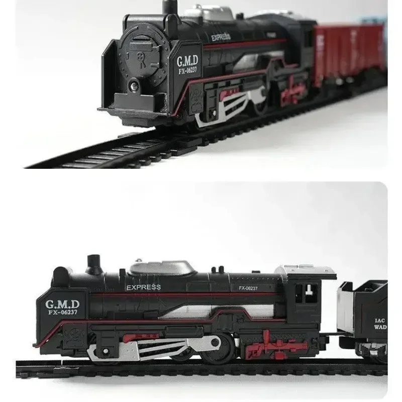 Electric Freight Train Set with Light Up Tracks Classic Railway Model Toy Kids Birthday Gift Interactive STEM Educational Toy