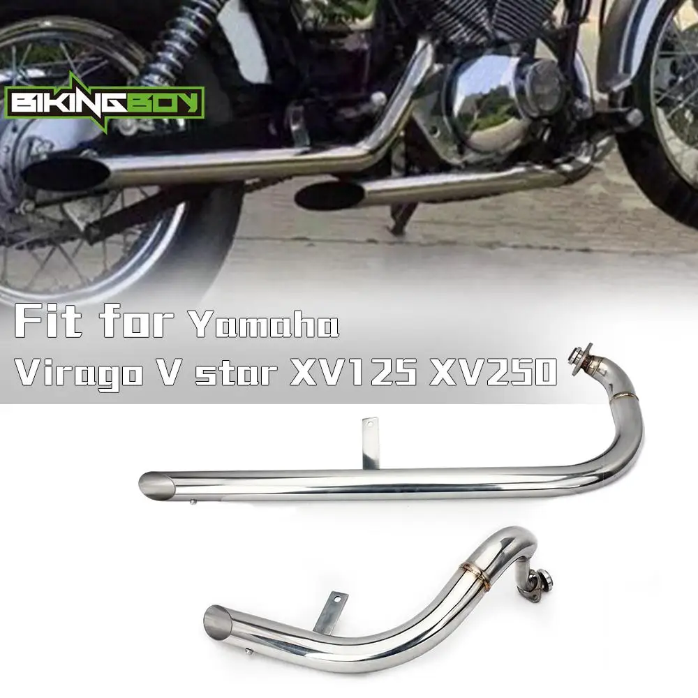 BIKINGBOY Muffler Exhaust Pipe Silence XV125 XV250 V-Star 88-22 05 06 07 08 09 10 11 12 13 Virago XV535 XV400 87-04 89 90 91 92