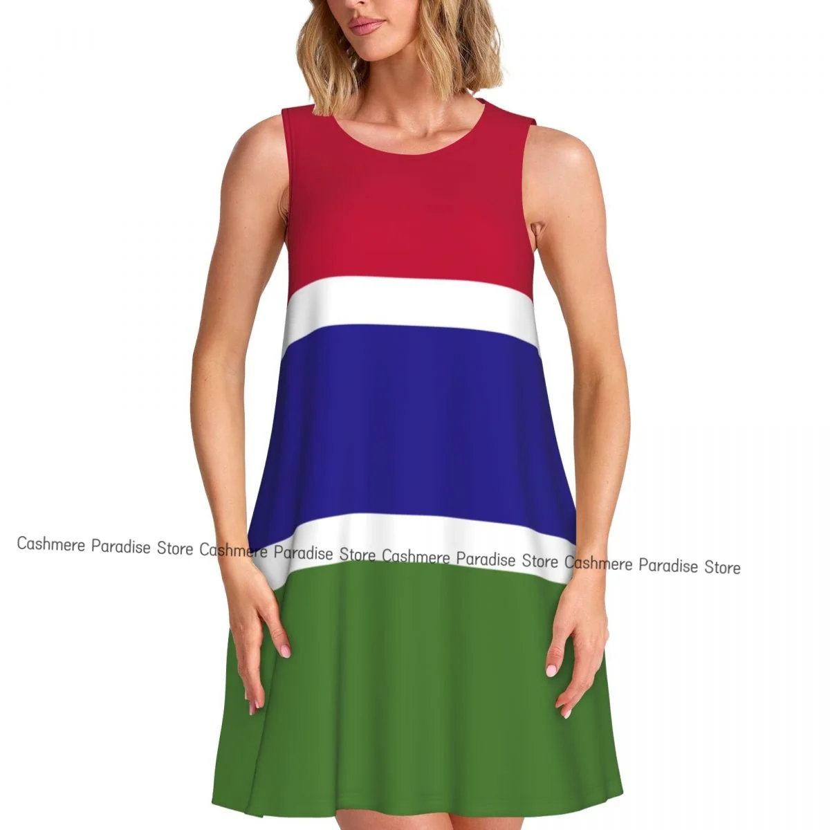 Abiti estivi da donna Abito casual senza maniche Gambia Flag Tank Prendisole con tasche