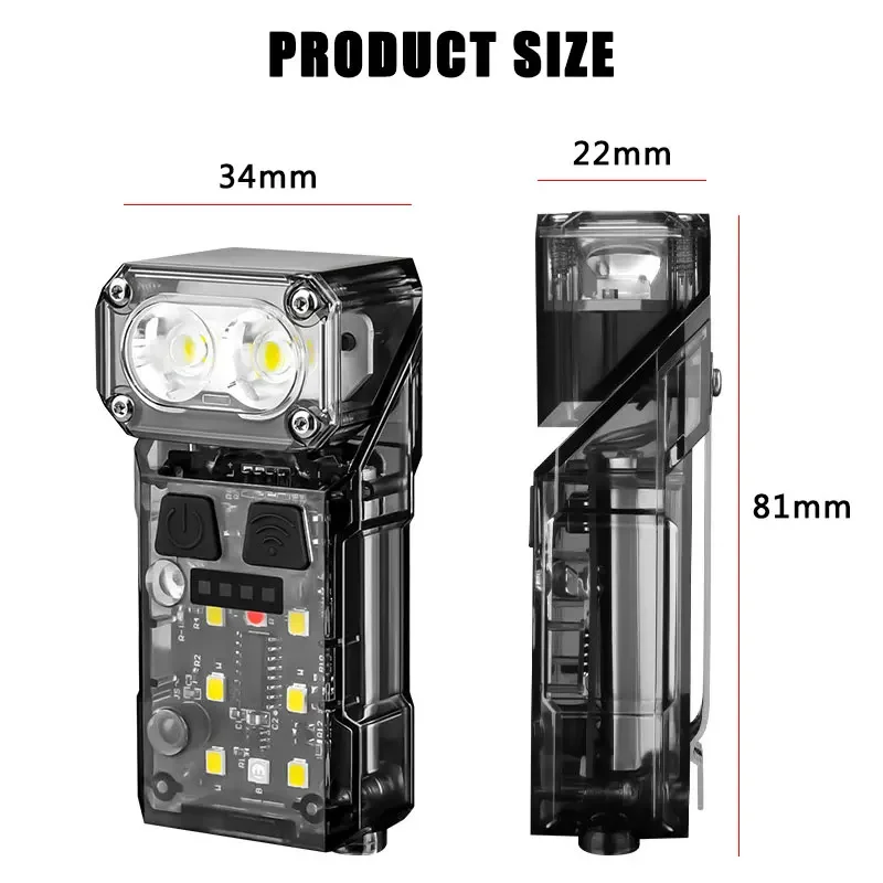 Multi-função portátil mini chaveiro luz led lanterna de alto brilho dupla fonte de luz acampamento ao ar livre ferramenta de pesca cabeça lâmpada