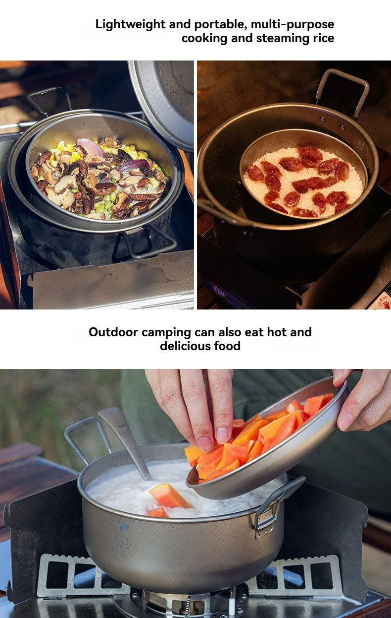 

Outdoor camping pot, pure titanium pot, large capacity, lightweight and durable, portable for home and outdoor use,