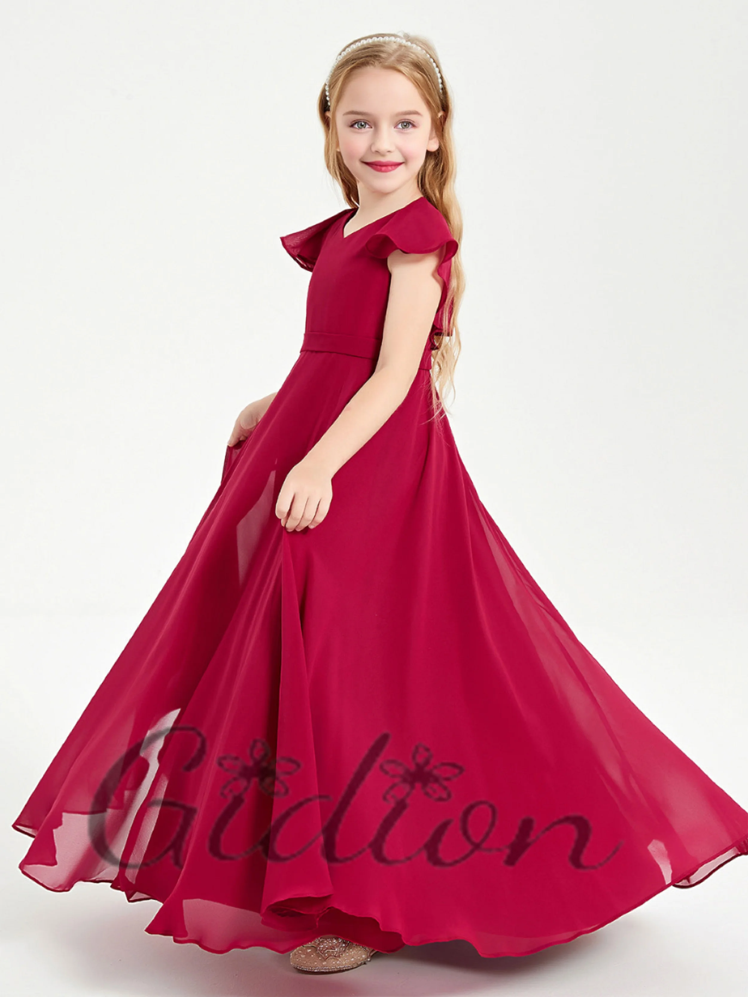 Vestido de dama de honor para niños, traje de chifón para banquete, desfile, boda, graduación, fiesta de noche, ceremonia, evento, graduación, Junior