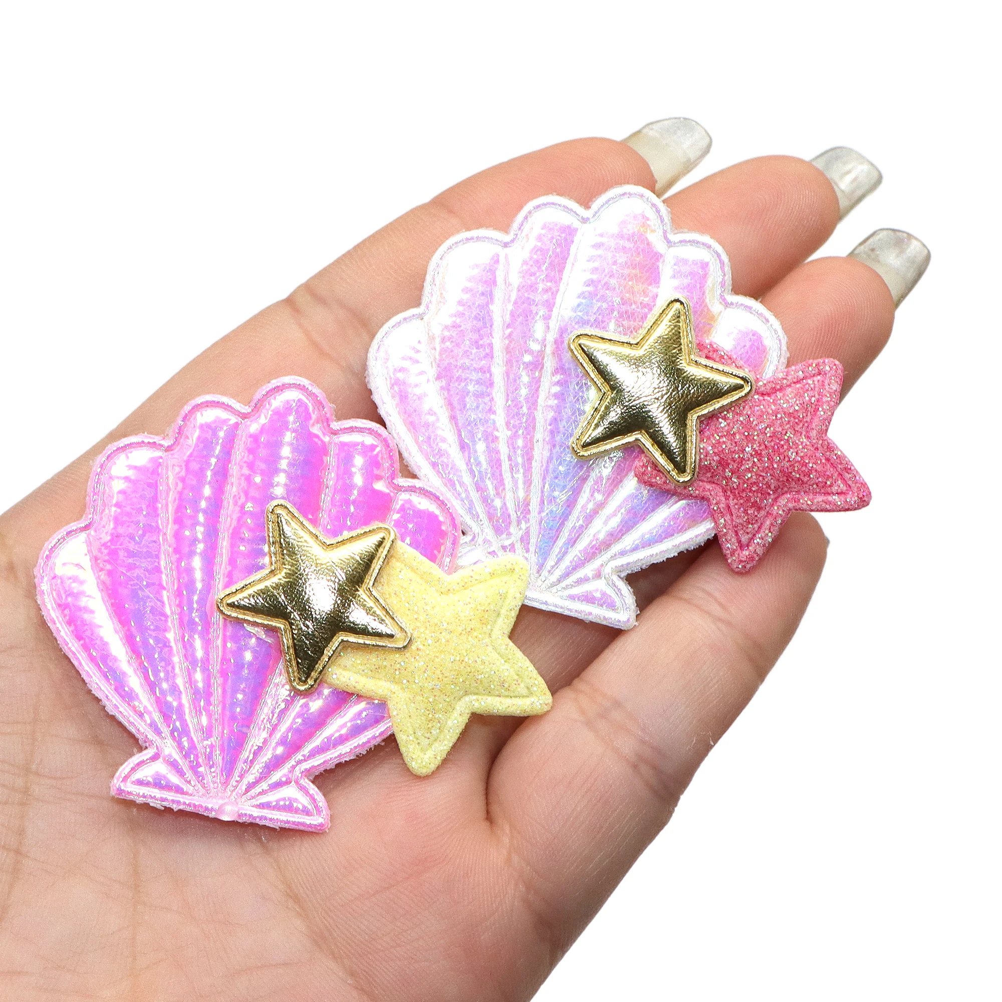 10pcs Sparkling Padded Heart Shell Star Appliques DIY Apparel Accessories Wedding Christmas Hair Clip Accessories Decorations