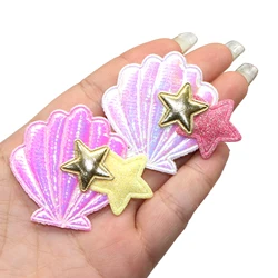 10 pezzi scintillanti imbottiti cuore Shell Star Appliques accessori per abbigliamento fai da te matrimonio natale fermaglio per capelli accessori decorazioni