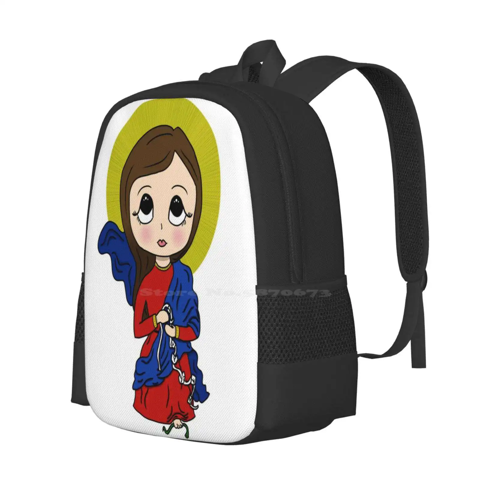 Mother Mary, Undoer Of Knots : Cute Anime Chibi Of The Catholic Saint Hot Sale Schoolbag Backpack Fashion Bags Our Lady Holy