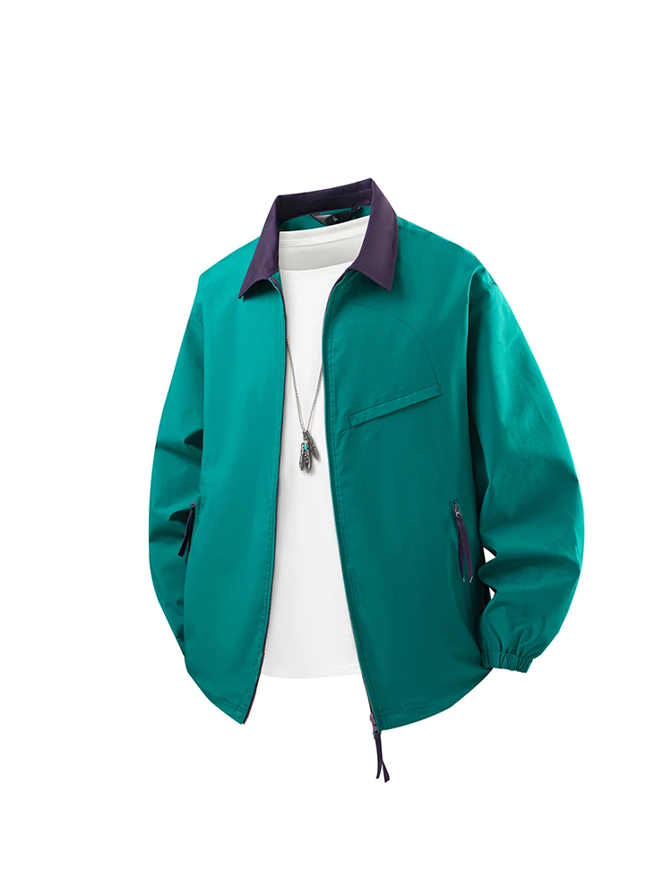 

2025 New Men's Collared Jaet Early Autumn American Detroit Trendy Workwear Polyester Fiber Long Sve Stand Fit Jaet