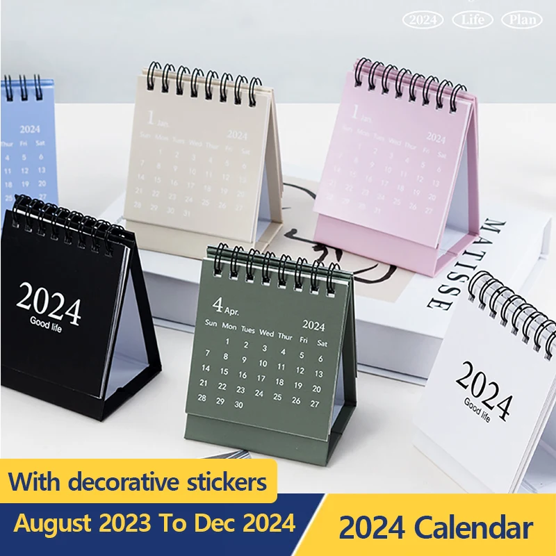 2024 Calendar Time Management Portable Desk Calendar Daily Schedule From August 2023 To Dec 2024 With Twin-Wire Binding