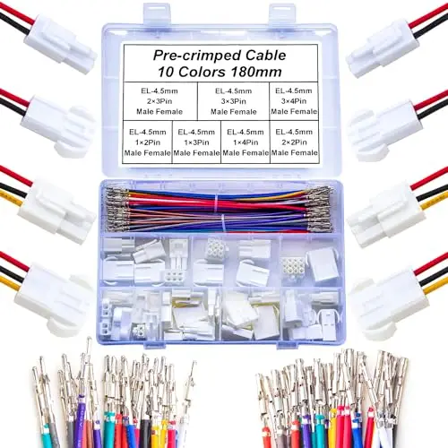 4.5Mm Mannelijke Vrouwelijke Connectoren En 20awg Kabel, 4.5 1x2pin 1x3pin 1x4pin 2x2pin 2x3pin 3x3pin 3x4pin Connectoren (YO-4.5mm)