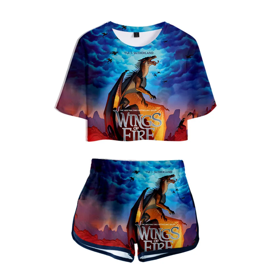 Wings of Fire 3D Print Ladies Tracksuit 2 Piece Outfits for Women Crop Top Track Suit Two Piece Set Top and Shorts Streetwear