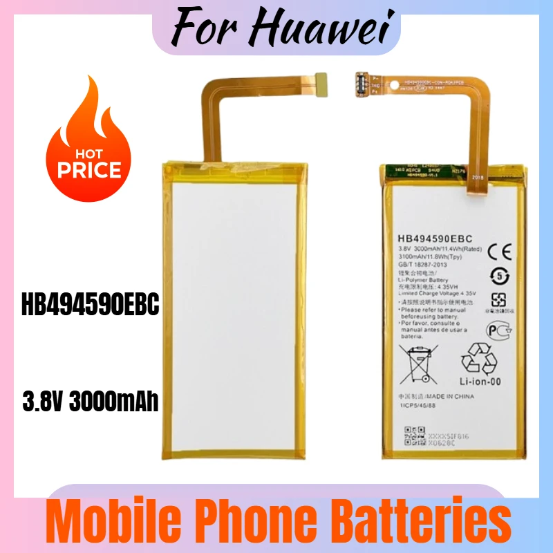 

HB494590EBC Phone Battery 3.8V 3000mAh for Huawei Honor 7 PLK-AL10P LK-TL01H UL00 CL00 Replacement Battery New High Quality