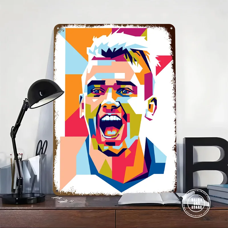 Antoine Griezmann 3D Texture Printed Poster Custom Vintage Metal Tin Plate Sign for Wall Art Modern Home Decoration Gaming House