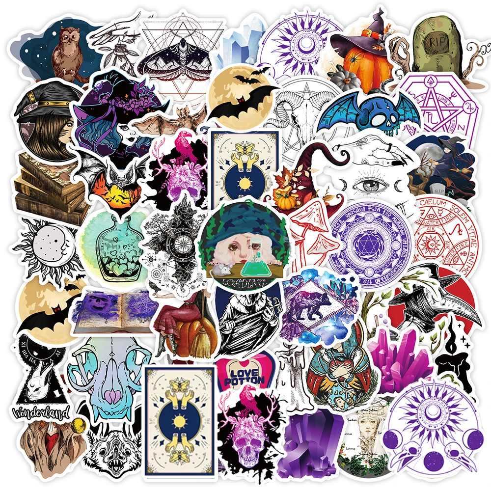 

10/30/50pcs Retro Gothic Magic Witch Cartoon Stickers Stickers Halloween Graffiti Decals Sticker for Skateboard Phone Scrapbook