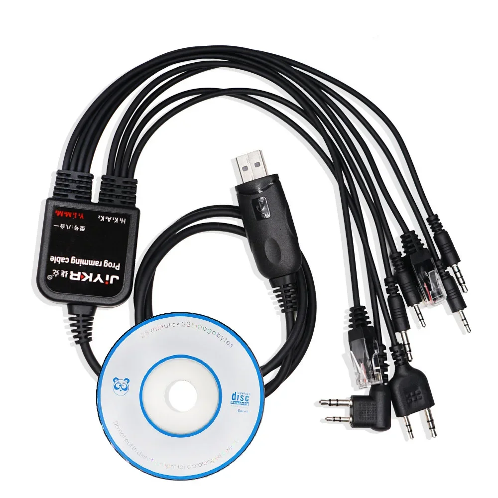 8 in 1 USB Programming Cable for Baofeng Kenwood TYT QYT Motorola AXU4100 Yaesu icom Walkie Talkie Radio Car Radio CD Software