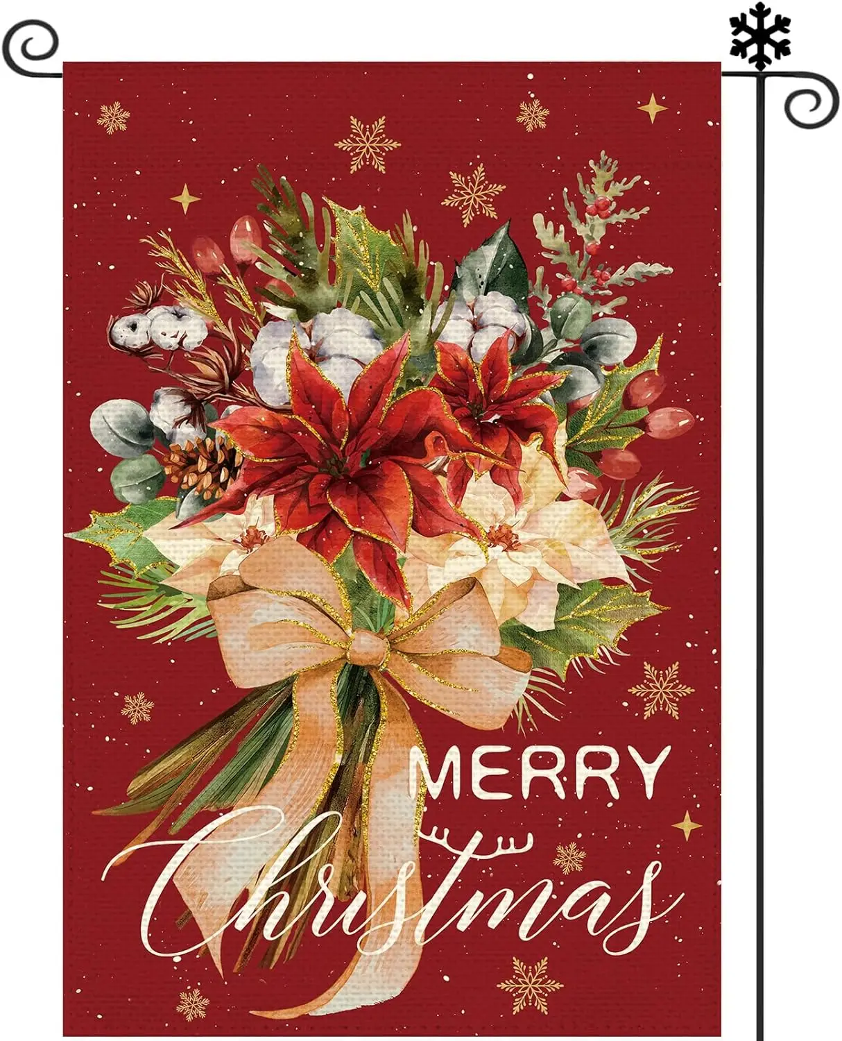 Merry Christmas Garden Flag 12x18 Inch Double Sided Outside Red Christmas Flowers Garden Winter Holiday Yard Flag Outdoor Ho SSL