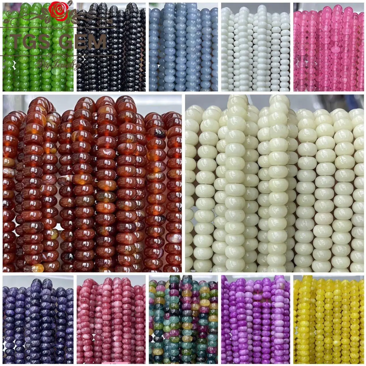 

Цветные жадеитовые бусины-счеты Жадеитовые плоские бусины из бисера DIY Ювелирные аксессуары Браслет Бусины Материал оптом 5*8 мм