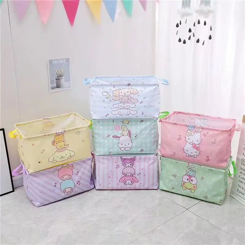 

Sanrio Kawaii Hello Kitty Canvas Storage Basket My Melody Cinnamoroll Anime Cartoon Fashion Foldable Sundry Portable Storage Box