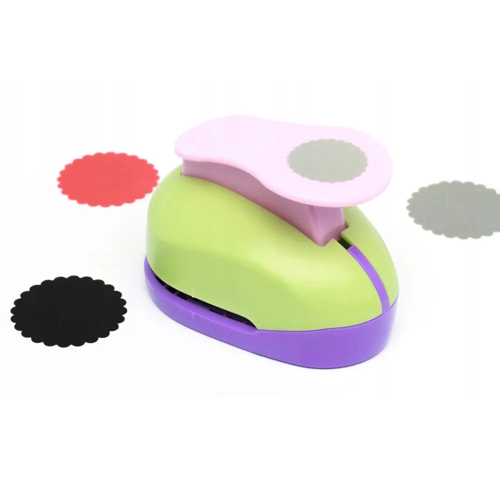 Wavy round hole punch, 2.5cm craft hole punch, suitable for card making, scrapbooking and DIY craft projects (random color).