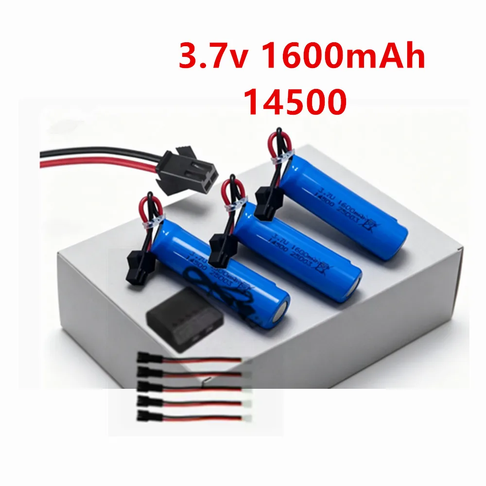 Upgrade 14500 3.7V 1600mAh Li-ion Battery with SM-2P Plug,Longer Run Time for C2 D828 RC Stunt Dump Car Toy 14500 Li-ion battery