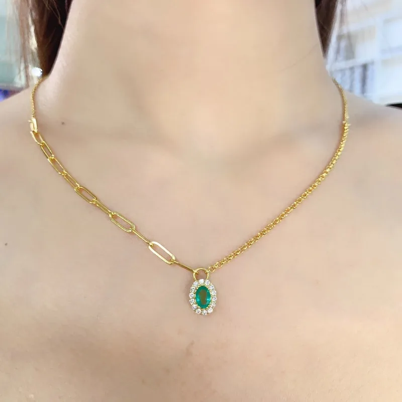 

Natural Emerald Jewelry Pendant With Natural Emerald Gemstone 4*6mm Silver Jewelry
