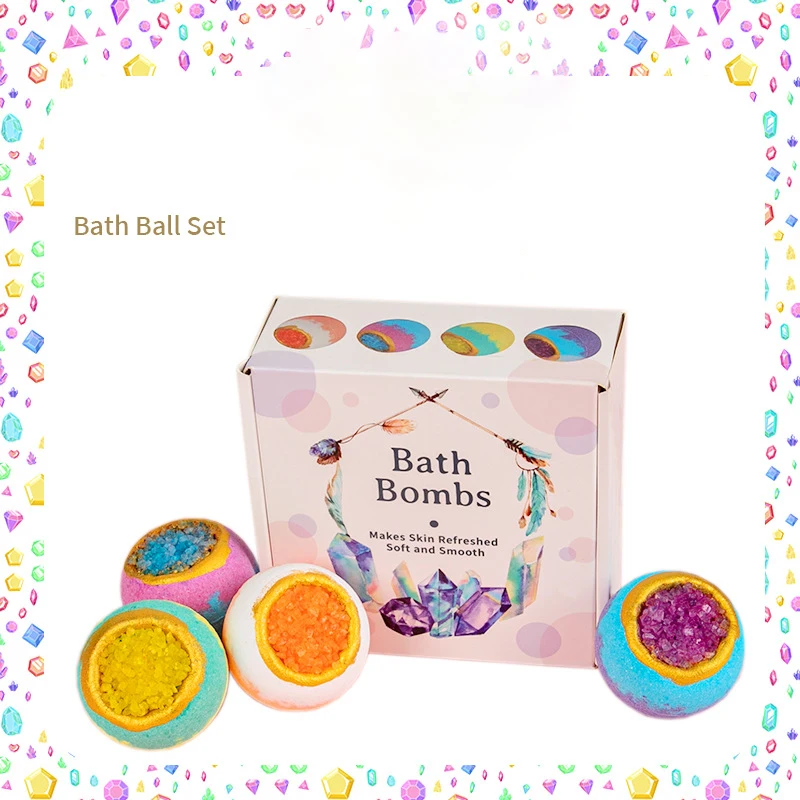 4Pcs/Set Bath Ball Bombs Bath Sea Salt Essential Oil Aromatherapy Type Deep Body Cleaner Natural Bubble Bathroom Supplies