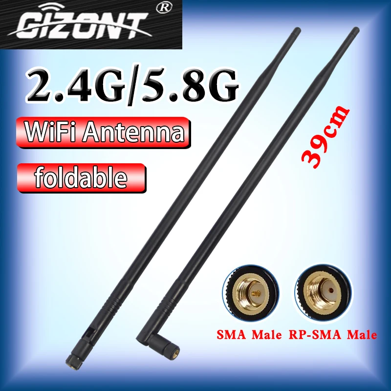 Zewnętrzna antena WiFi 2.4G 5.8G 12dBi zysk RP SMA męska składana antena do bezprzewodowej karty sieciowej router sieciowy wzmacniacz antena