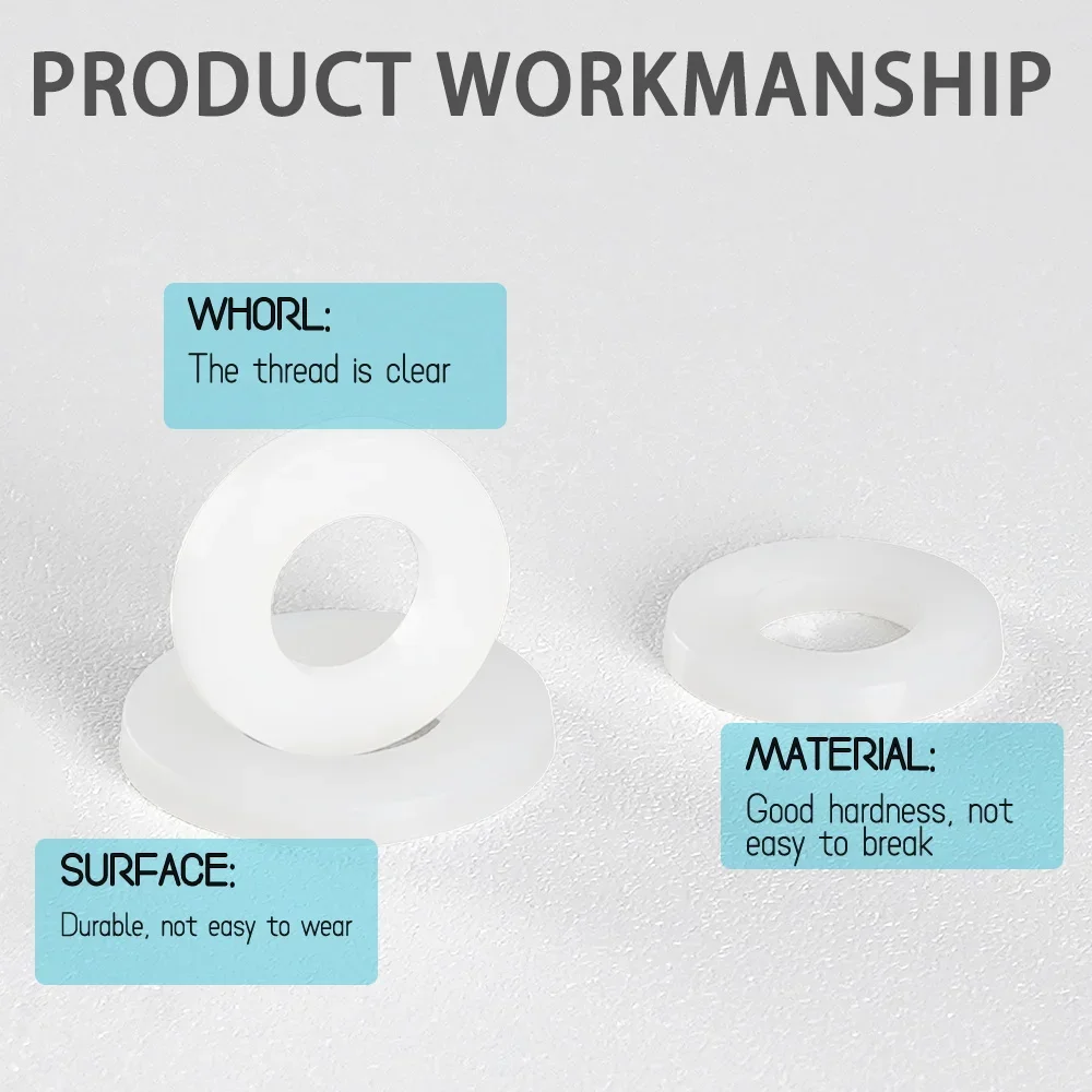 Nylon Washer Flat Gasket Plastic Sealing Hard Washers Black White M2 M2.5 M3 M4 M5 M6 M8 M10 M12 M14 M16 M18 M20 M22 M24