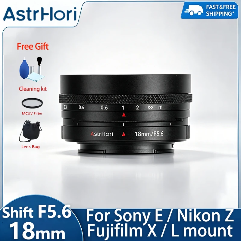 AstrHori 18mm F5.6 APS-C Shift Manual Focus Camera Lens for Portrait Photography with Sony E Nikon Z Fujifilm XF Leica L Mount