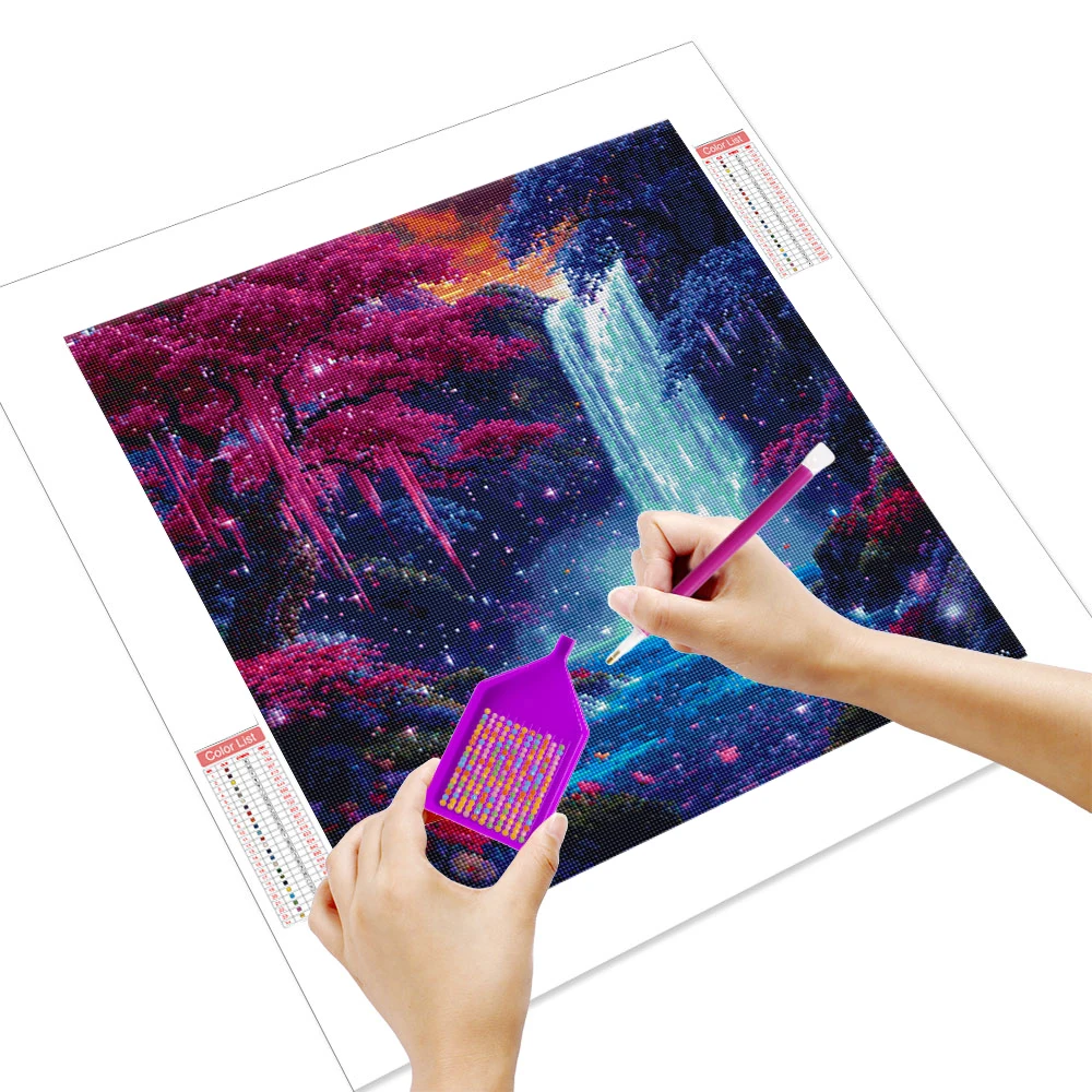 Huacan 5D DIY Diamond Painting Tree Waterfall Diamond Mosaic Landscape New Collection 2025 Decorative Paintings