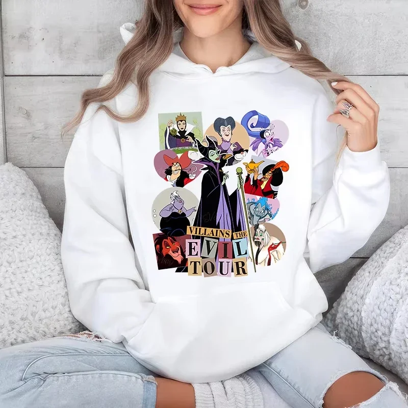 

Женская толстовка с принтом Disney Villains The Evil Tour, повседневный свитер, свободный топ, индивидуальная одежда